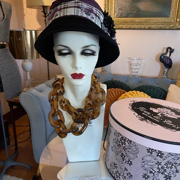 Fleur de Paris Gorgeous Deep Violet Hat. Such Glamour! NWT A hat as dreamy as a garden in full bloom. ✨? The softest  main image 4